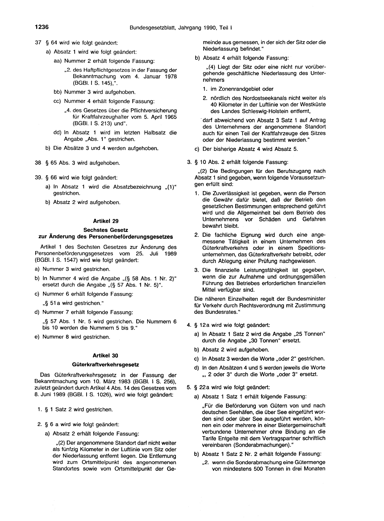 BGBl. 1990, Seite 1236 — Originalseite als Abbildung