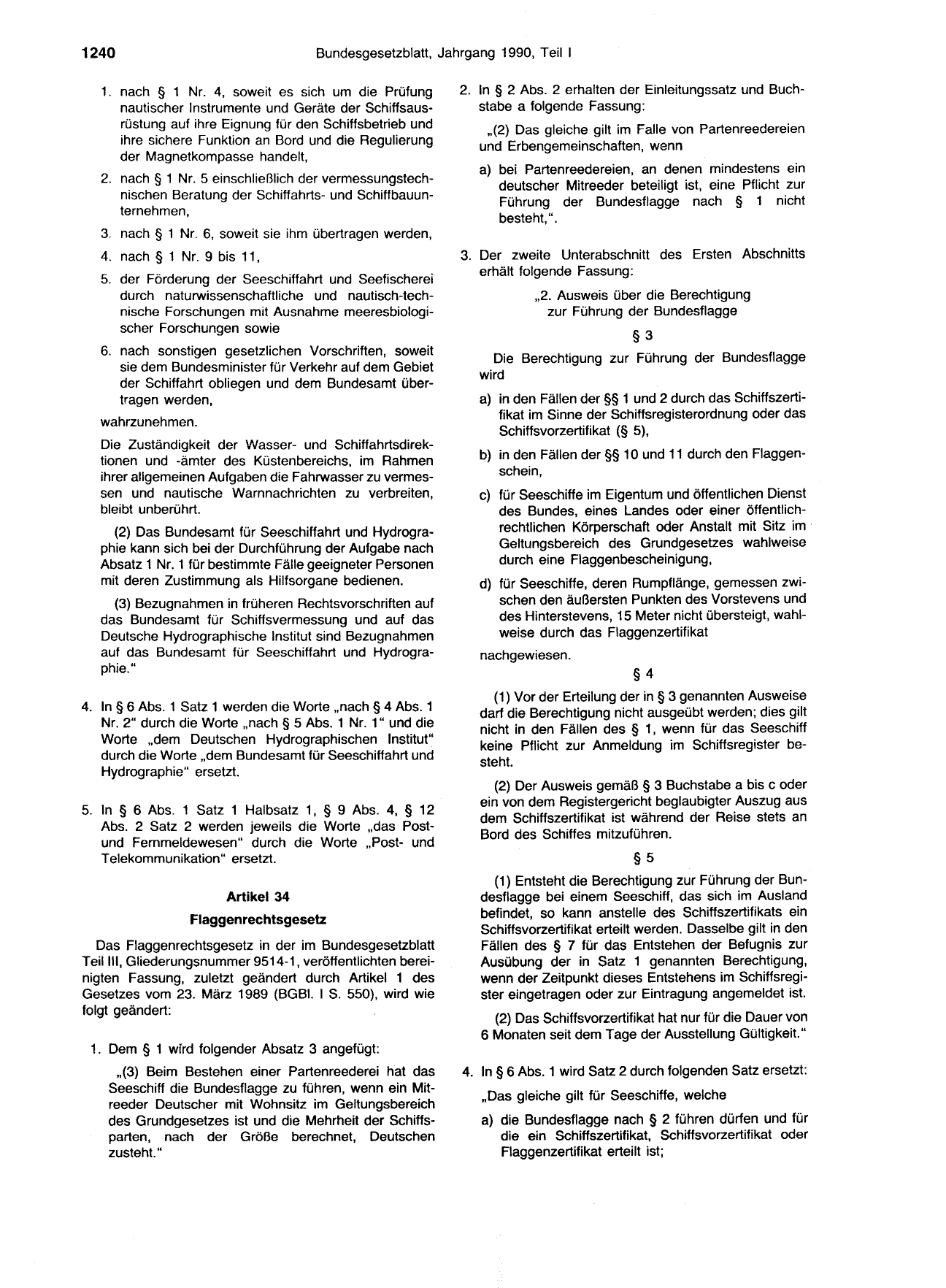 BGBl. 1990, Seite 1240 — Originalseite als Abbildung