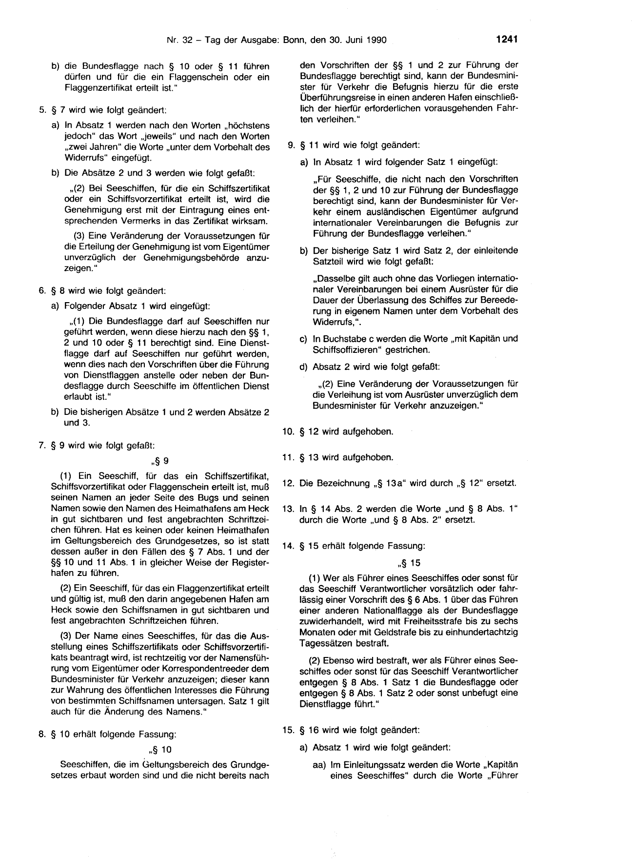 BGBl. 1990, Seite 1241 — Originalseite als Abbildung