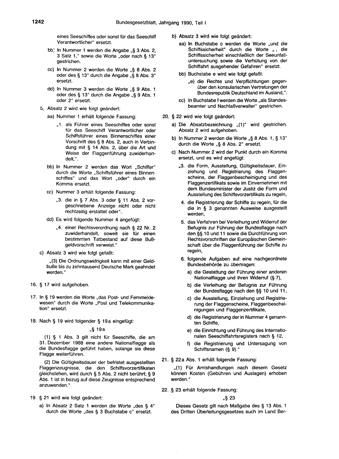 BGBl. 1990, Seite 1242 — Originalseite als Abbildung