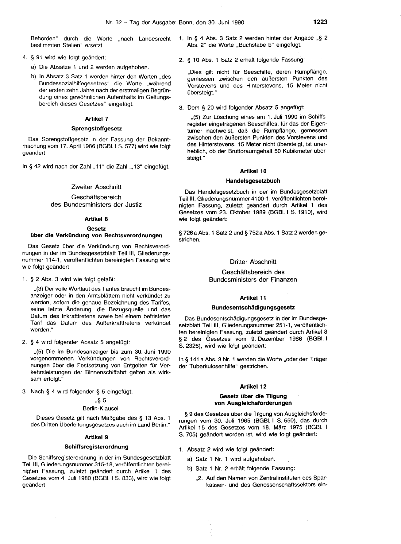 BGBl. 1990, Seite 1223 — Originalseite als Abbildung