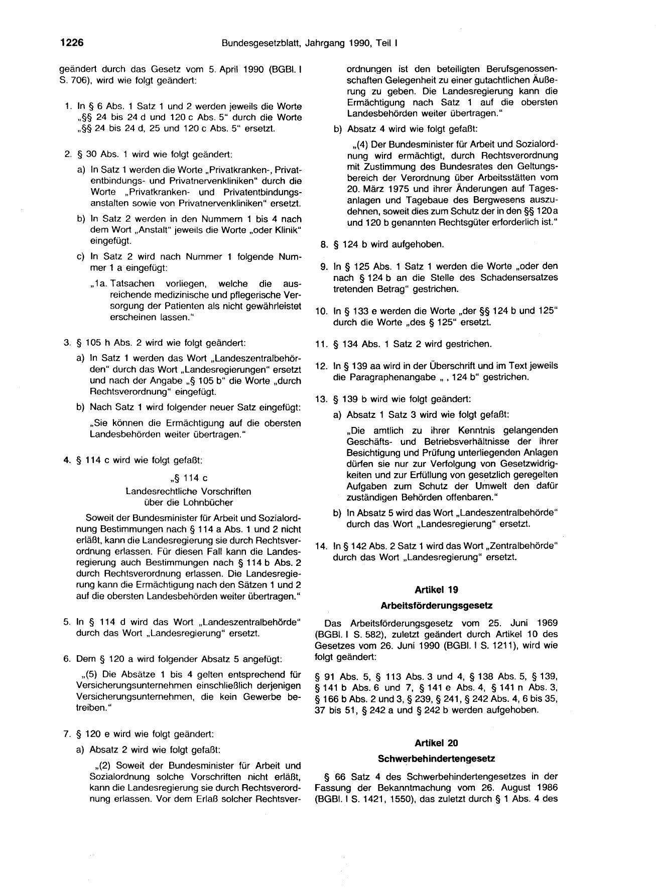 BGBl. 1990, Seite 1226 — Originalseite als Abbildung