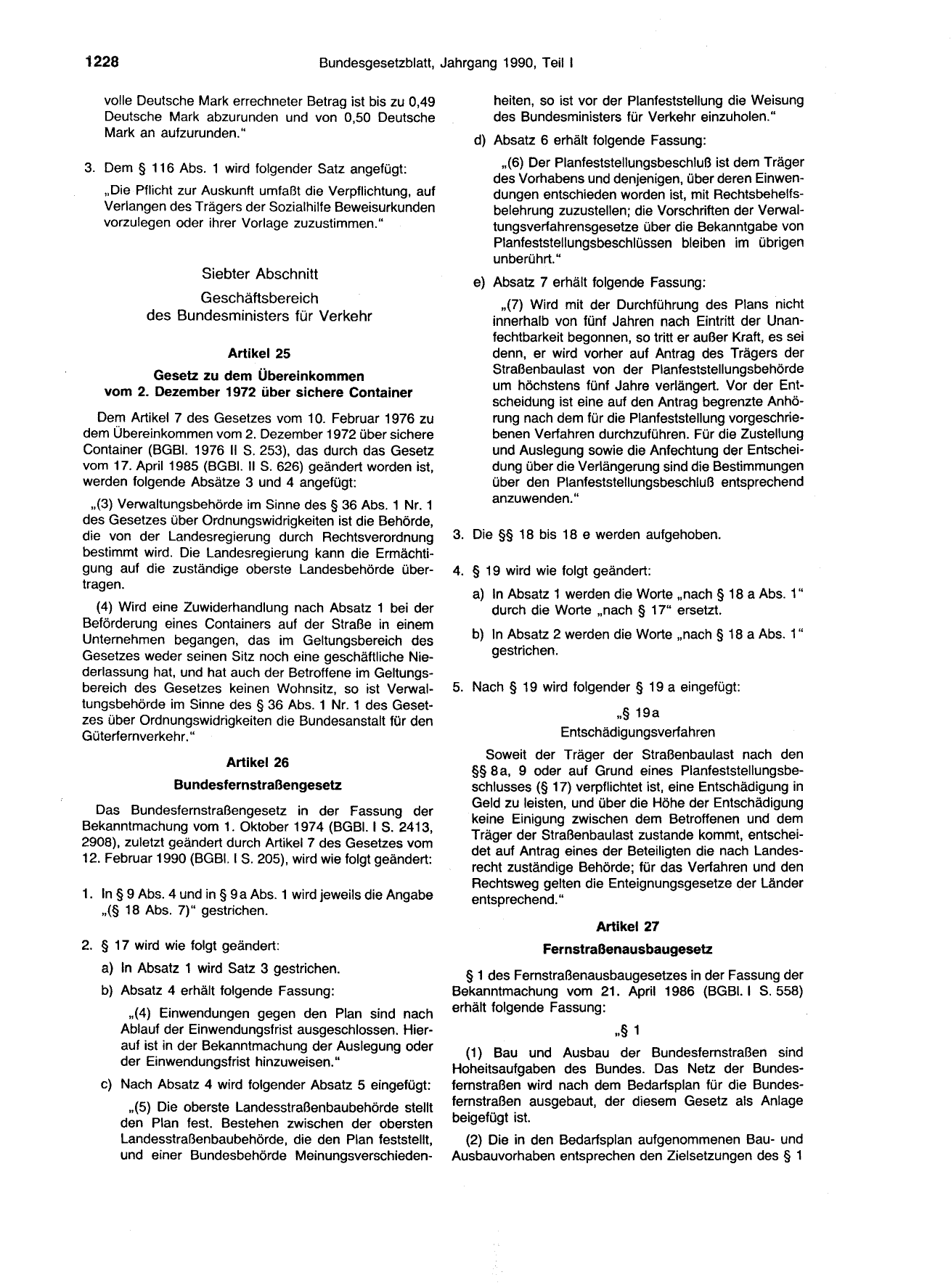 BGBl. 1990, Seite 1228 — Originalseite als Abbildung