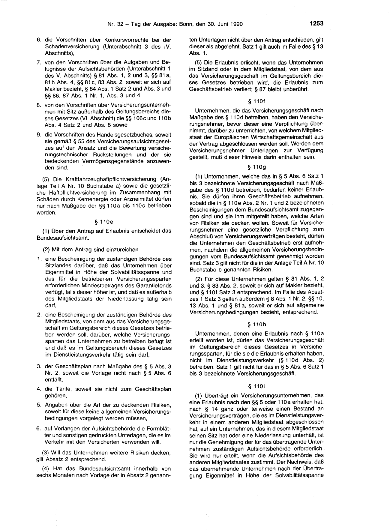 BGBl. 1990, Seite 1253 — Originalseite als Abbildung