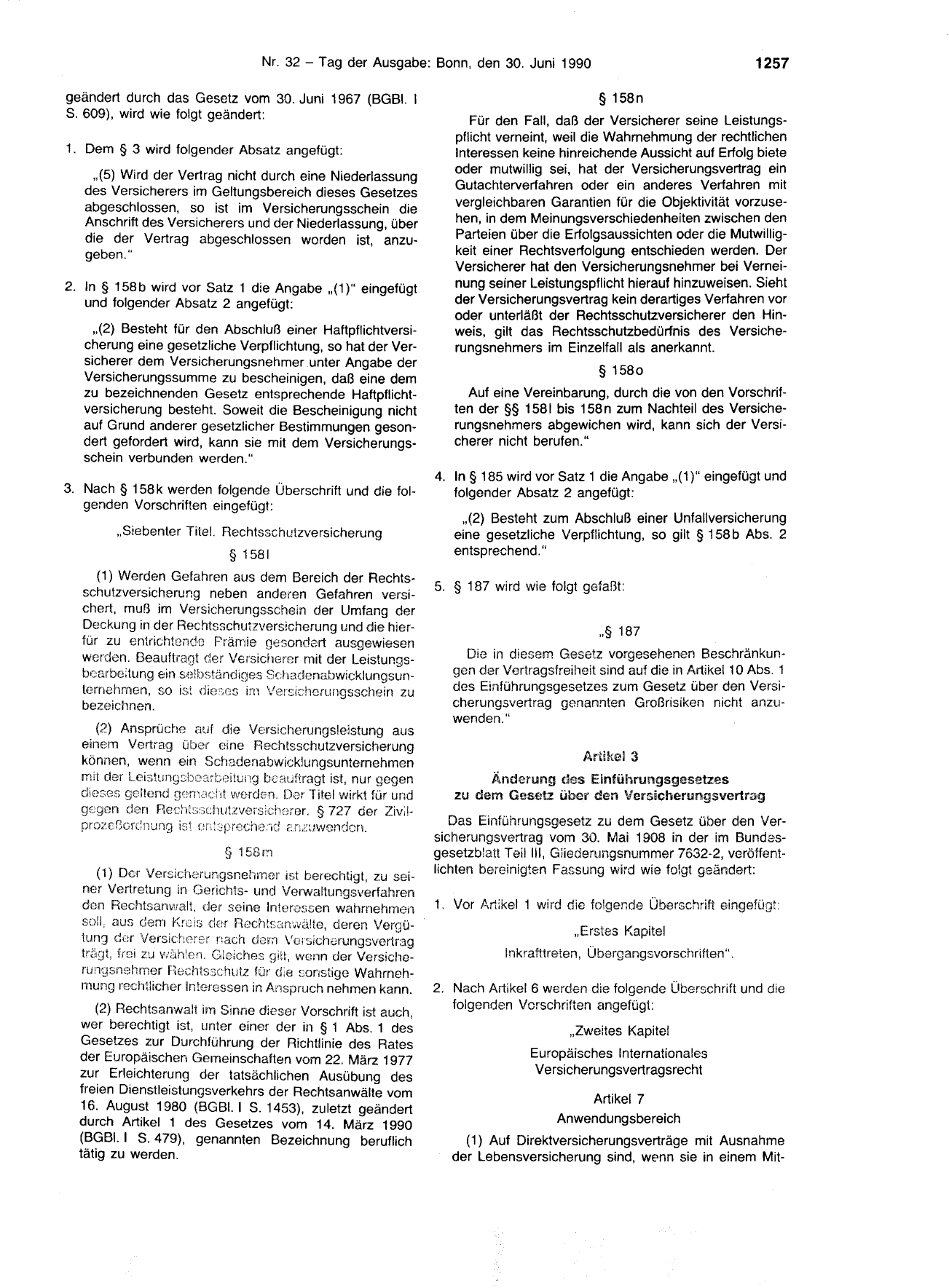 BGBl. 1990, Seite 1257 — Originalseite als Abbildung
