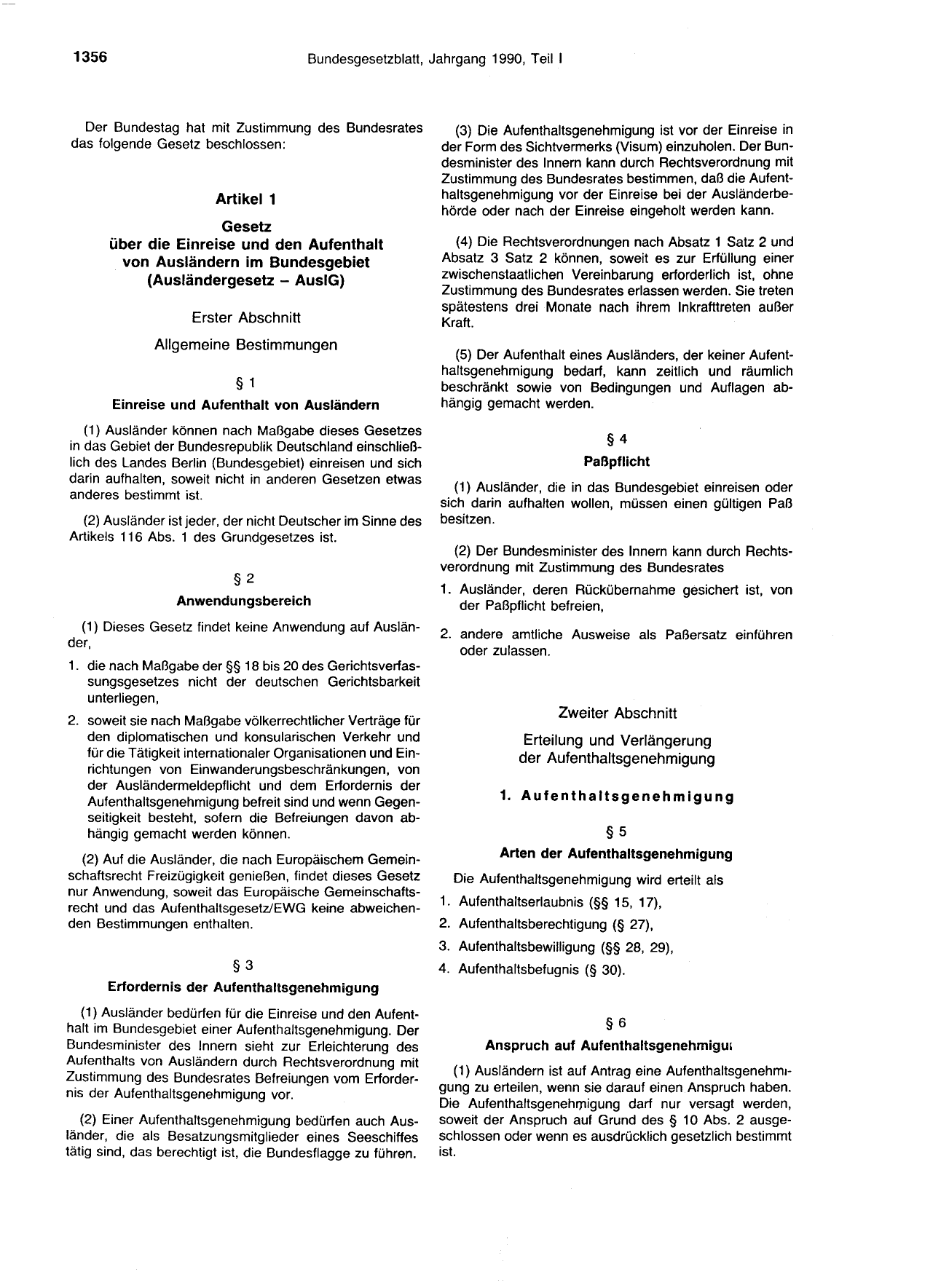 BGBl. 1990, Seite 1356 — Originalseite als Abbildung