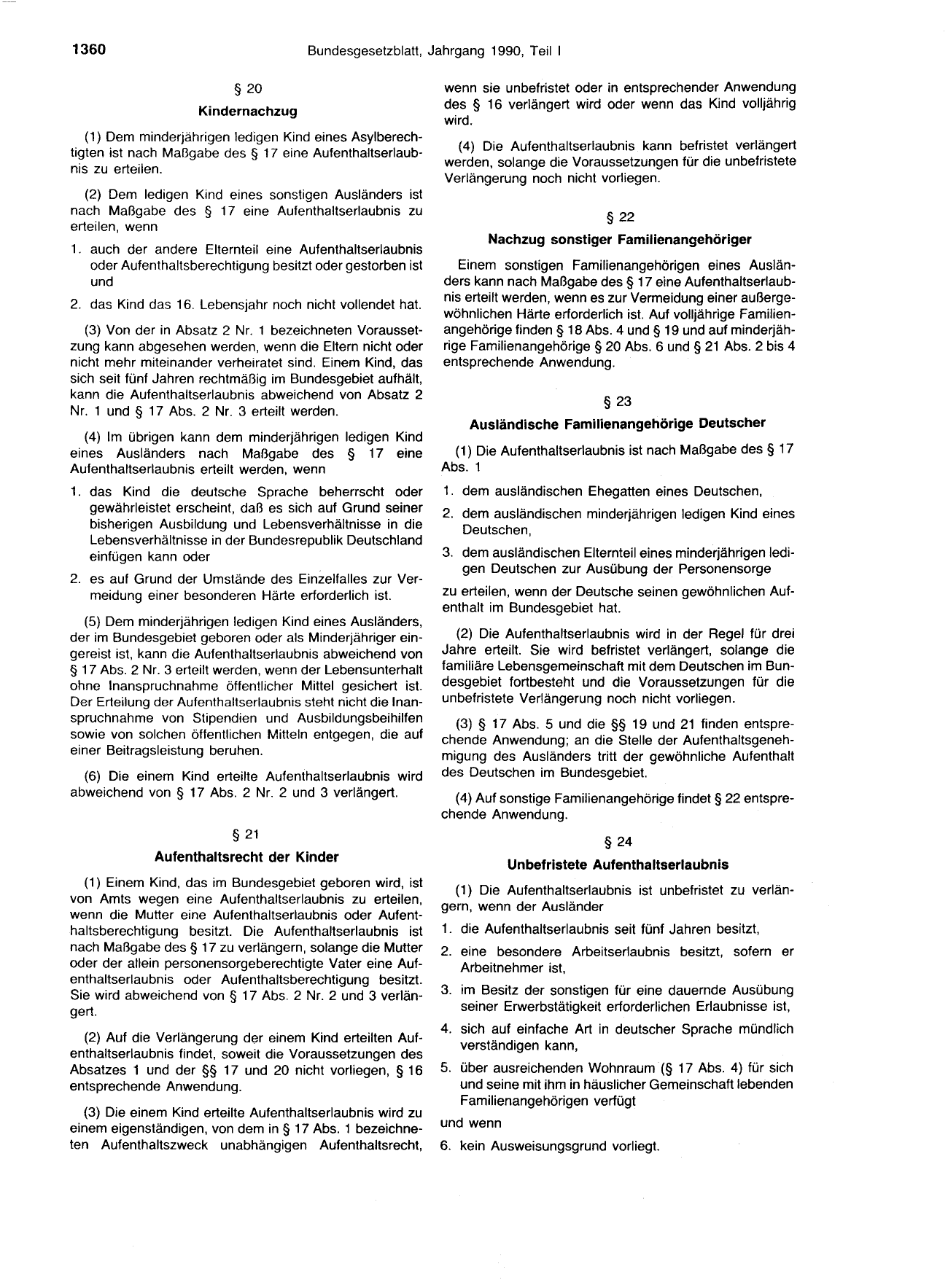 BGBl. 1990, Seite 1360 — Originalseite als Abbildung