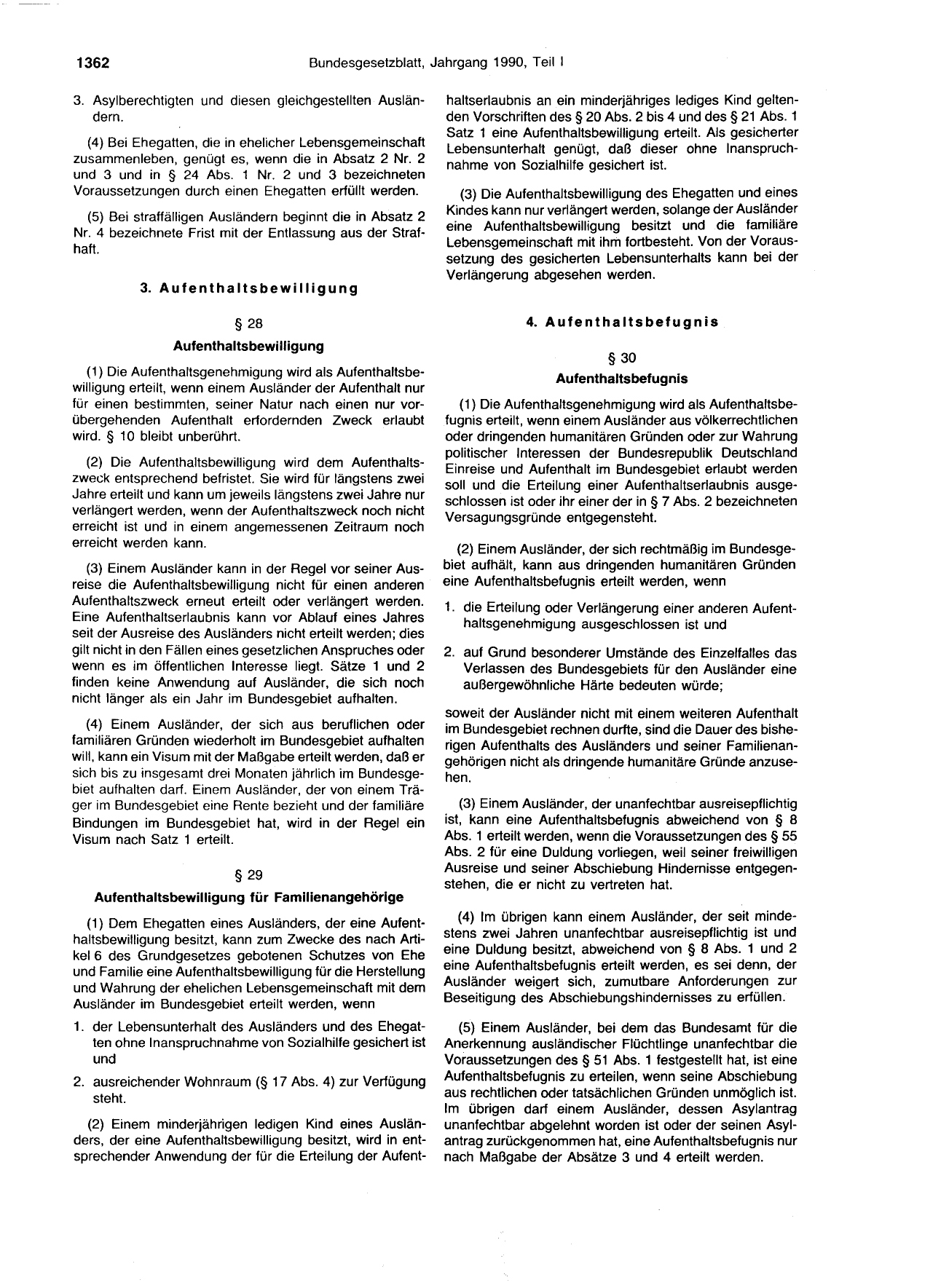 BGBl. 1990, Seite 1362 — Originalseite als Abbildung