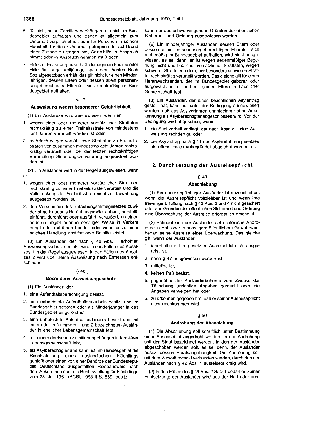 BGBl. 1990, Seite 1366 — Originalseite als Abbildung