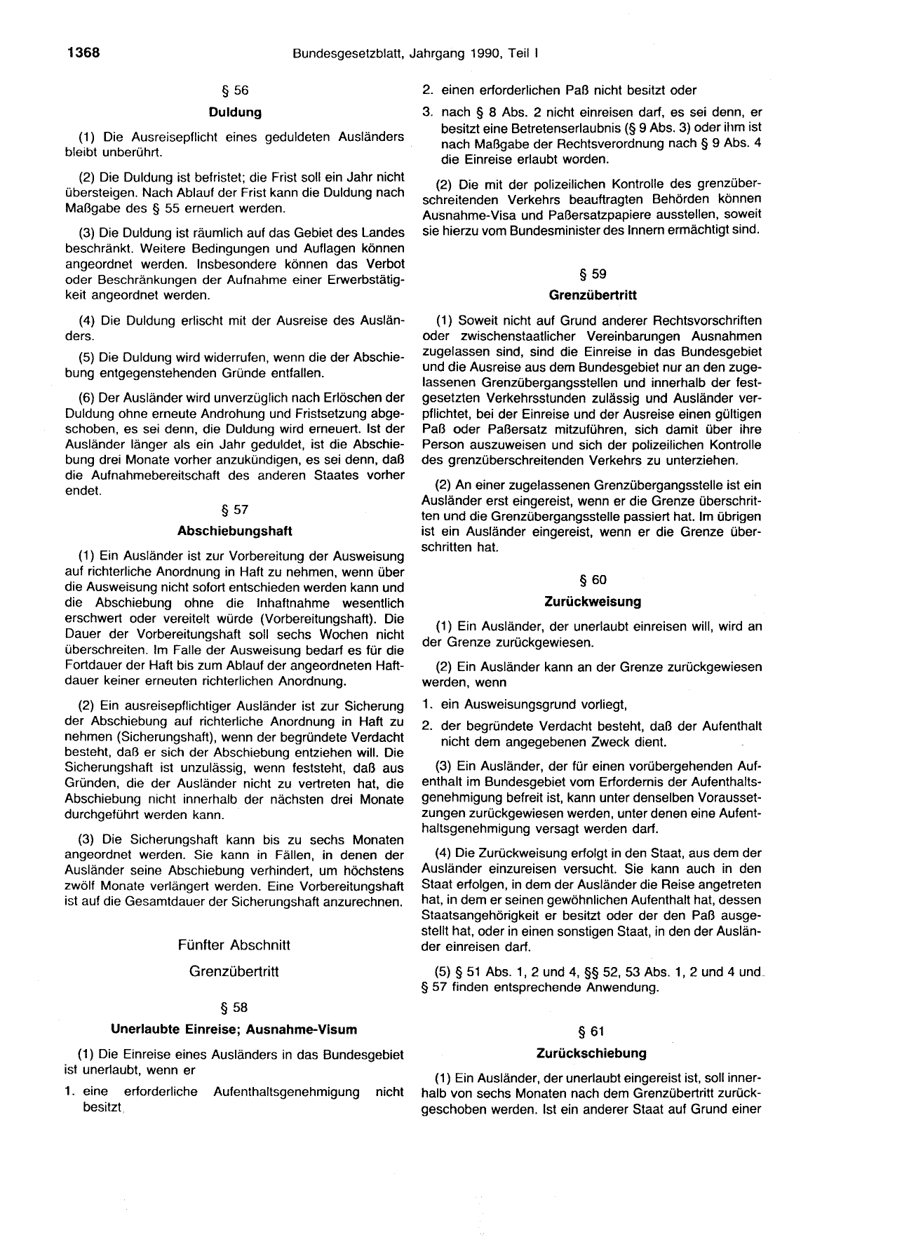 BGBl. 1990, Seite 1368 — Originalseite als Abbildung