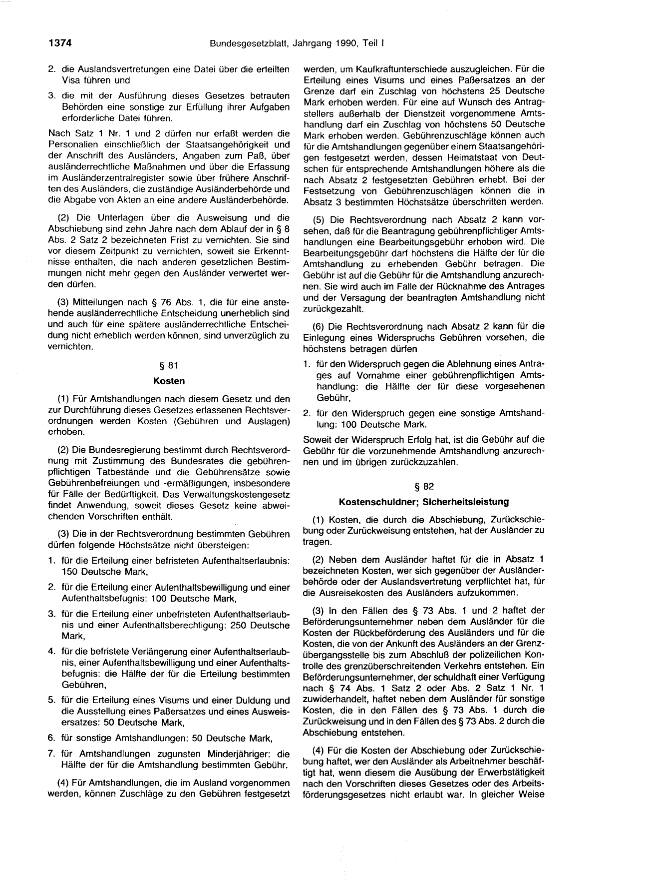 BGBl. 1990, Seite 1374 — Originalseite als Abbildung