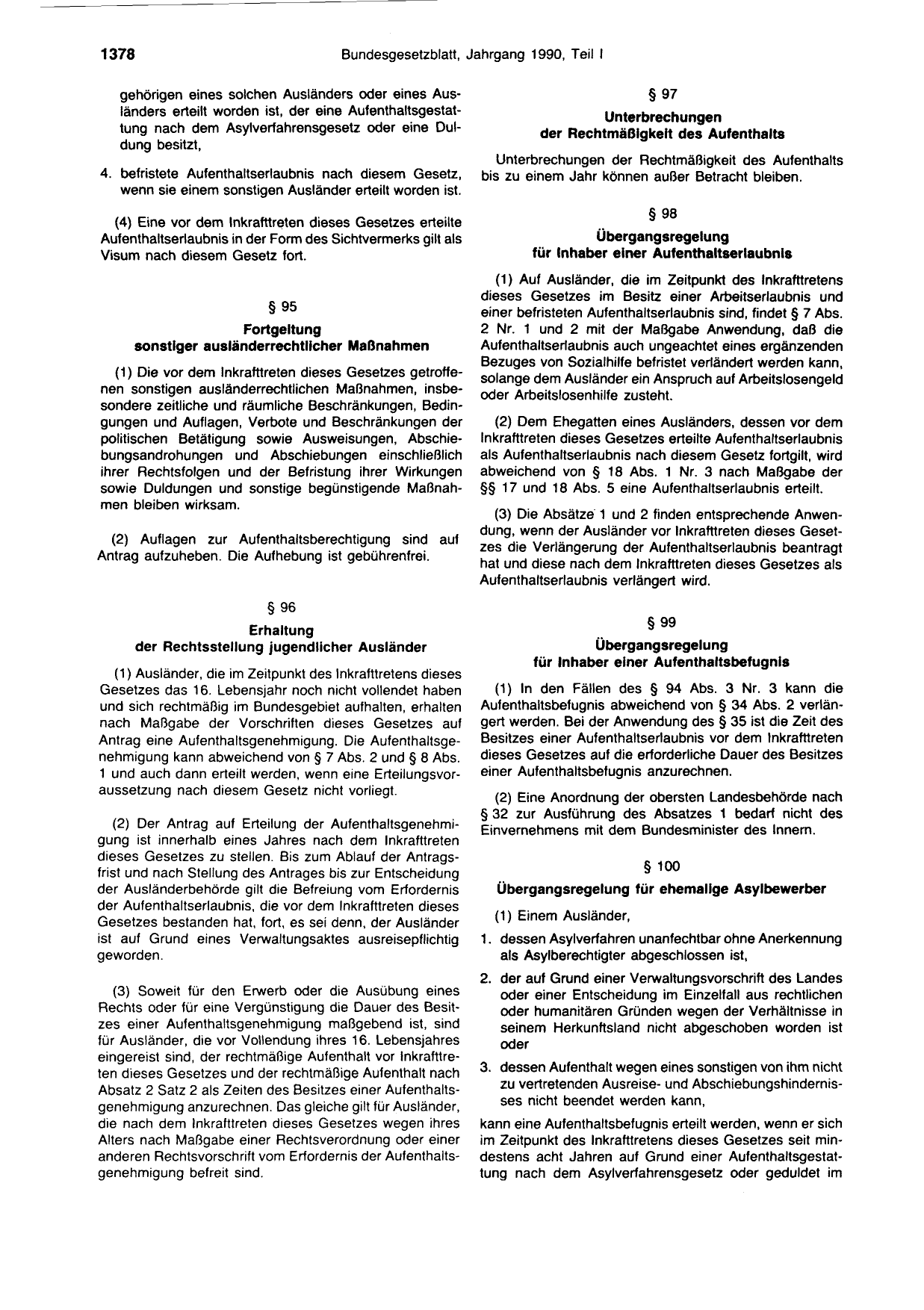 BGBl. 1990, Seite 1378 — Originalseite als Abbildung