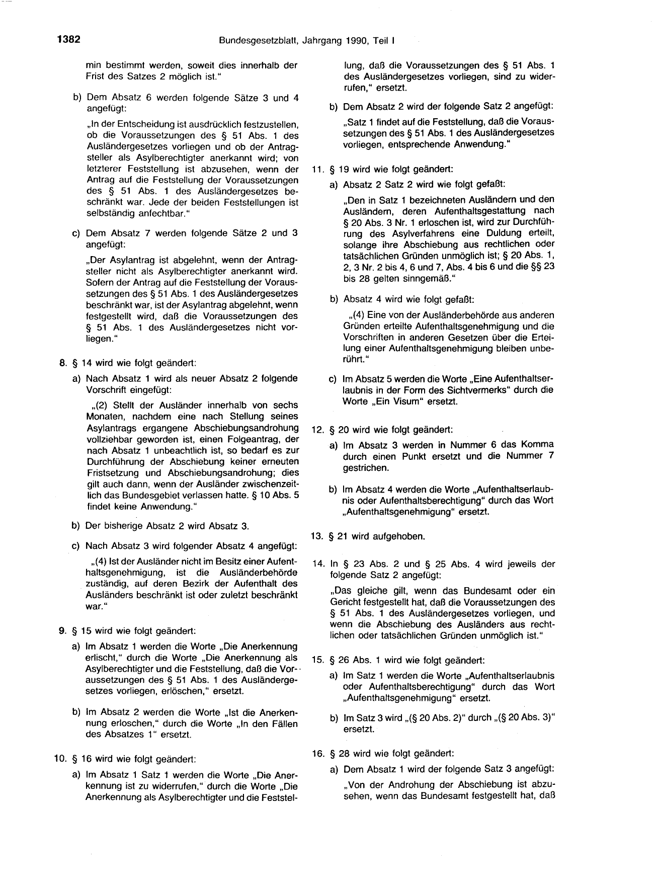 BGBl. 1990, Seite 1382 — Originalseite als Abbildung