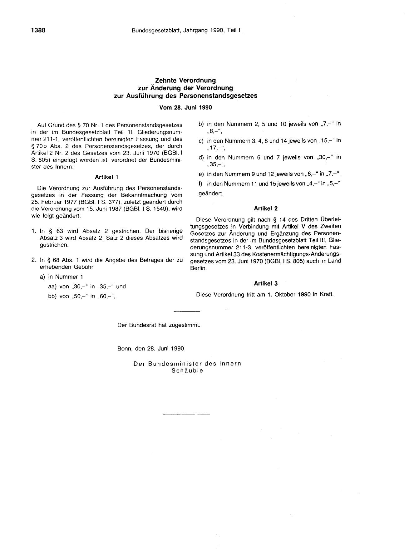BGBl. 1990, Seite 1388 — Originalseite als Abbildung