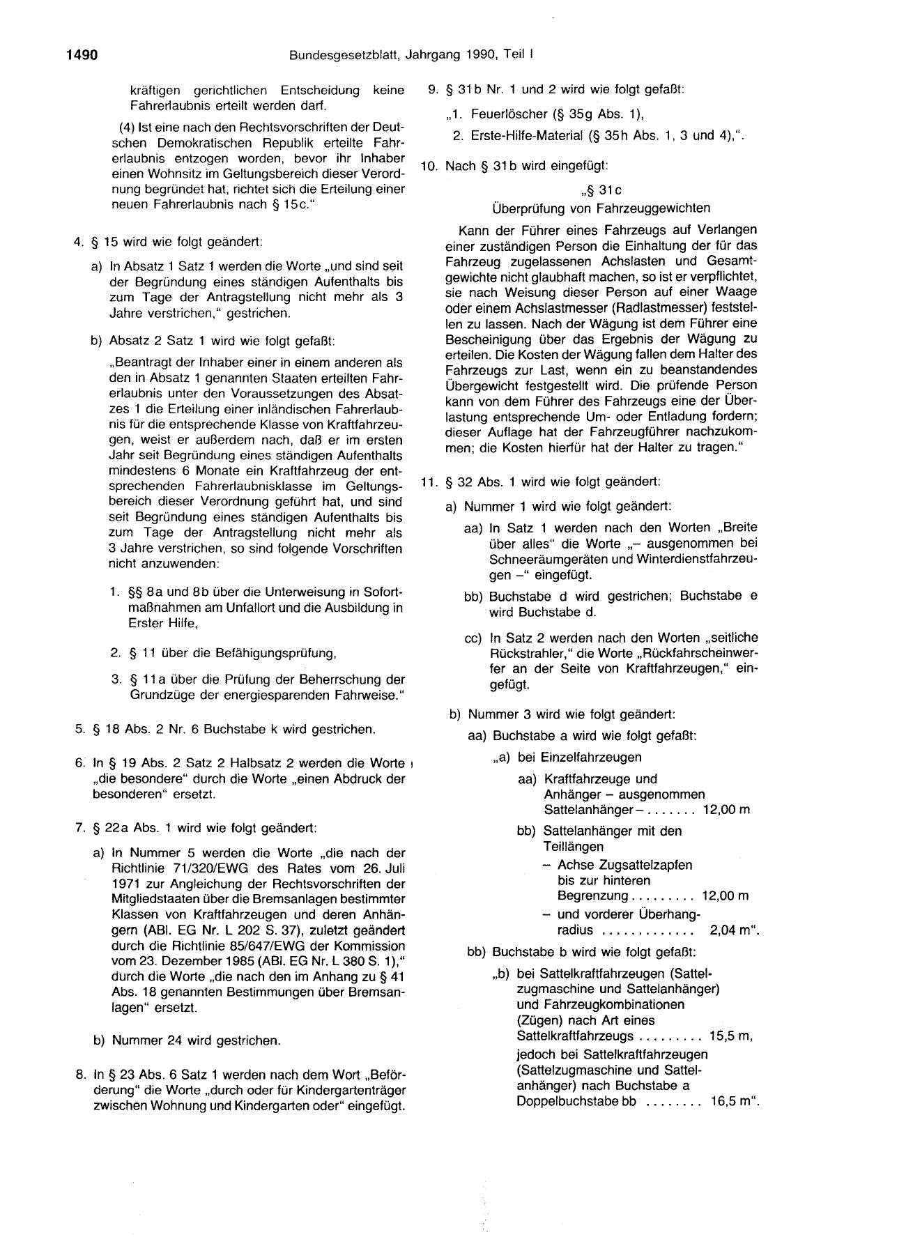 BGBl. 1990, Seite 1490 — Originalseite als Abbildung