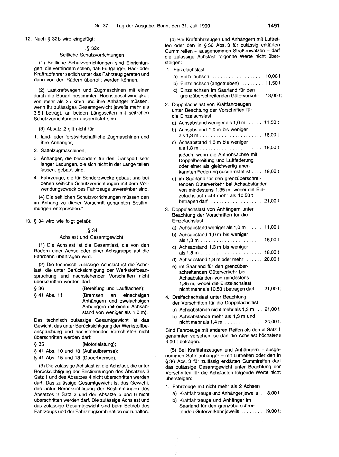 BGBl. 1990, Seite 1491 — Originalseite als Abbildung