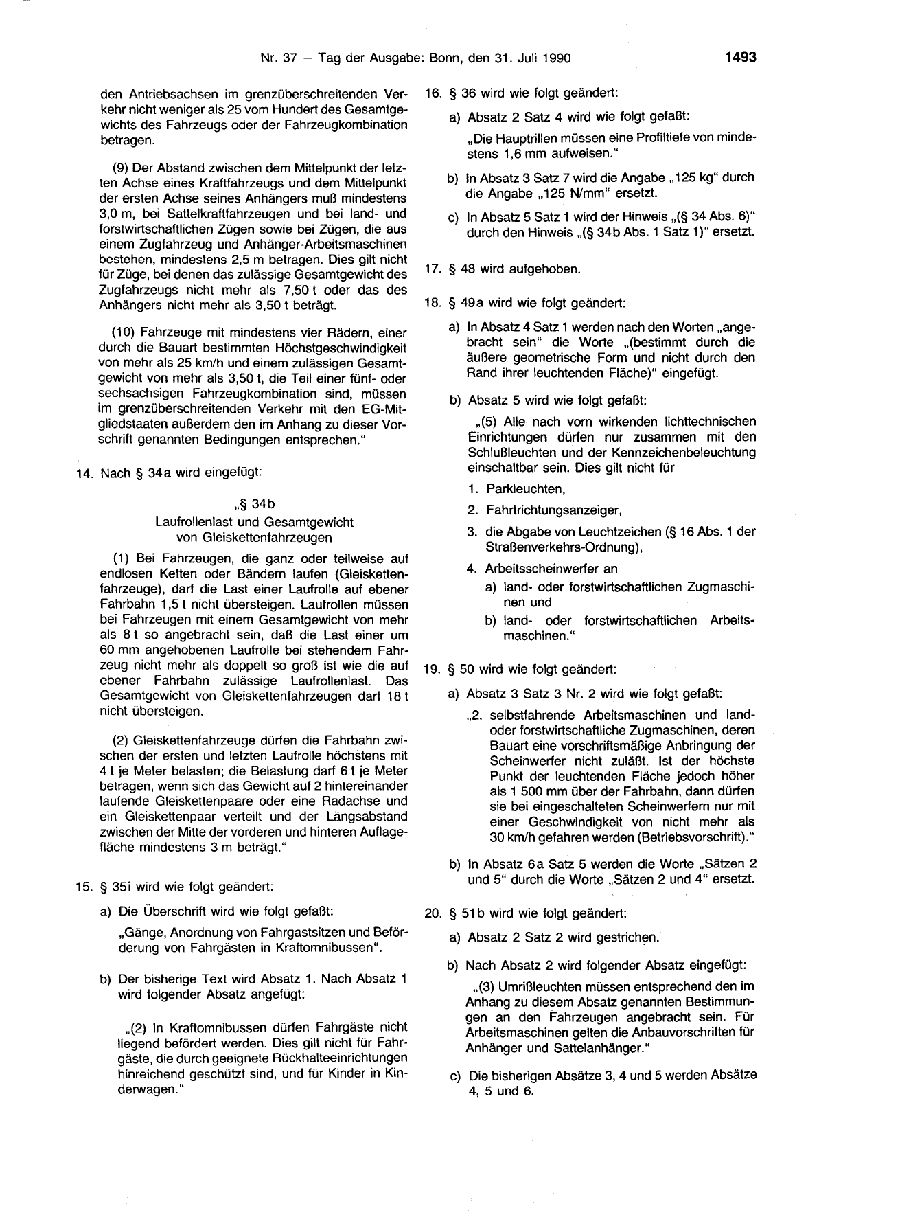 BGBl. 1990, Seite 1493 — Originalseite als Abbildung