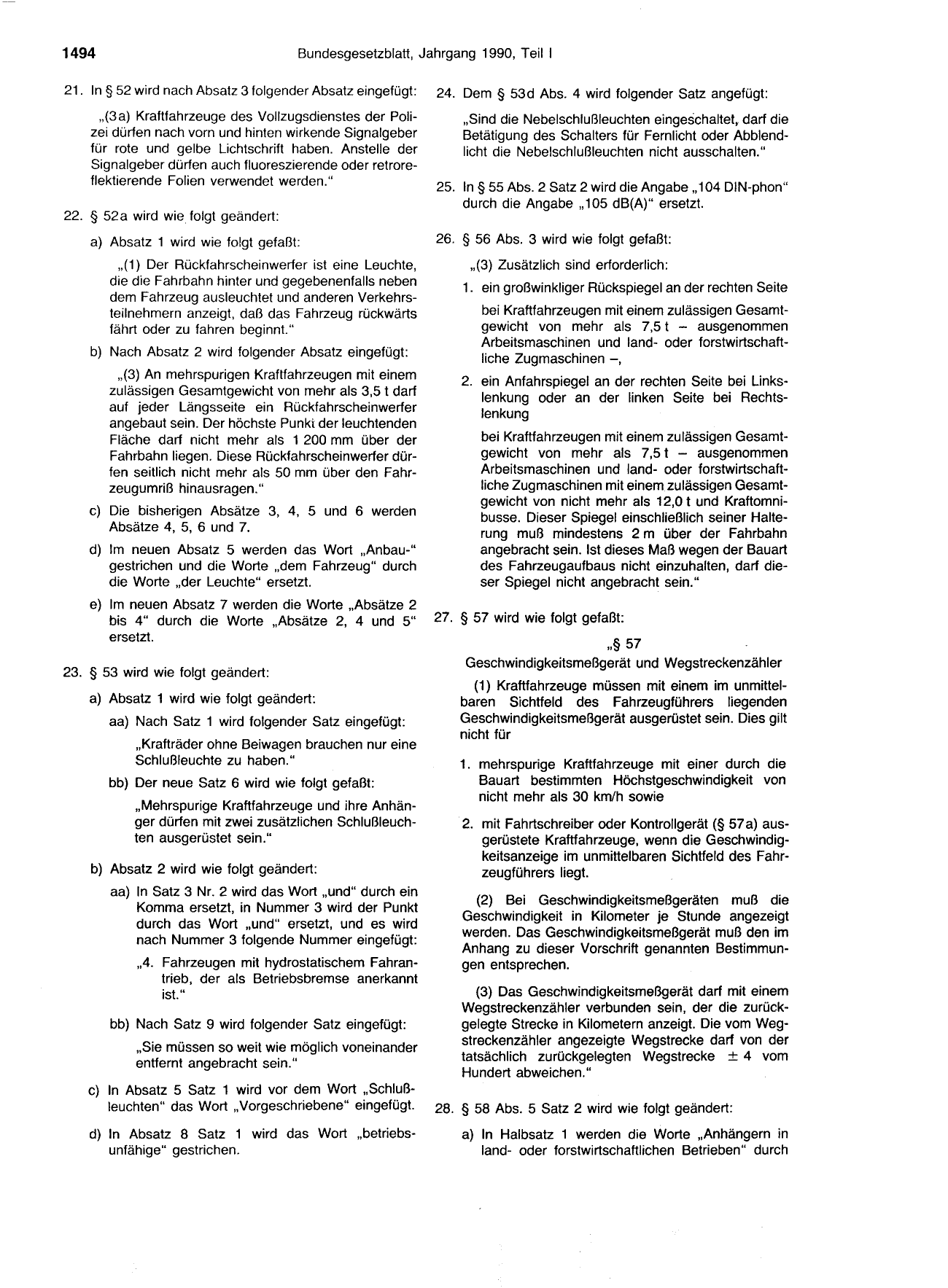 BGBl. 1990, Seite 1494 — Originalseite als Abbildung