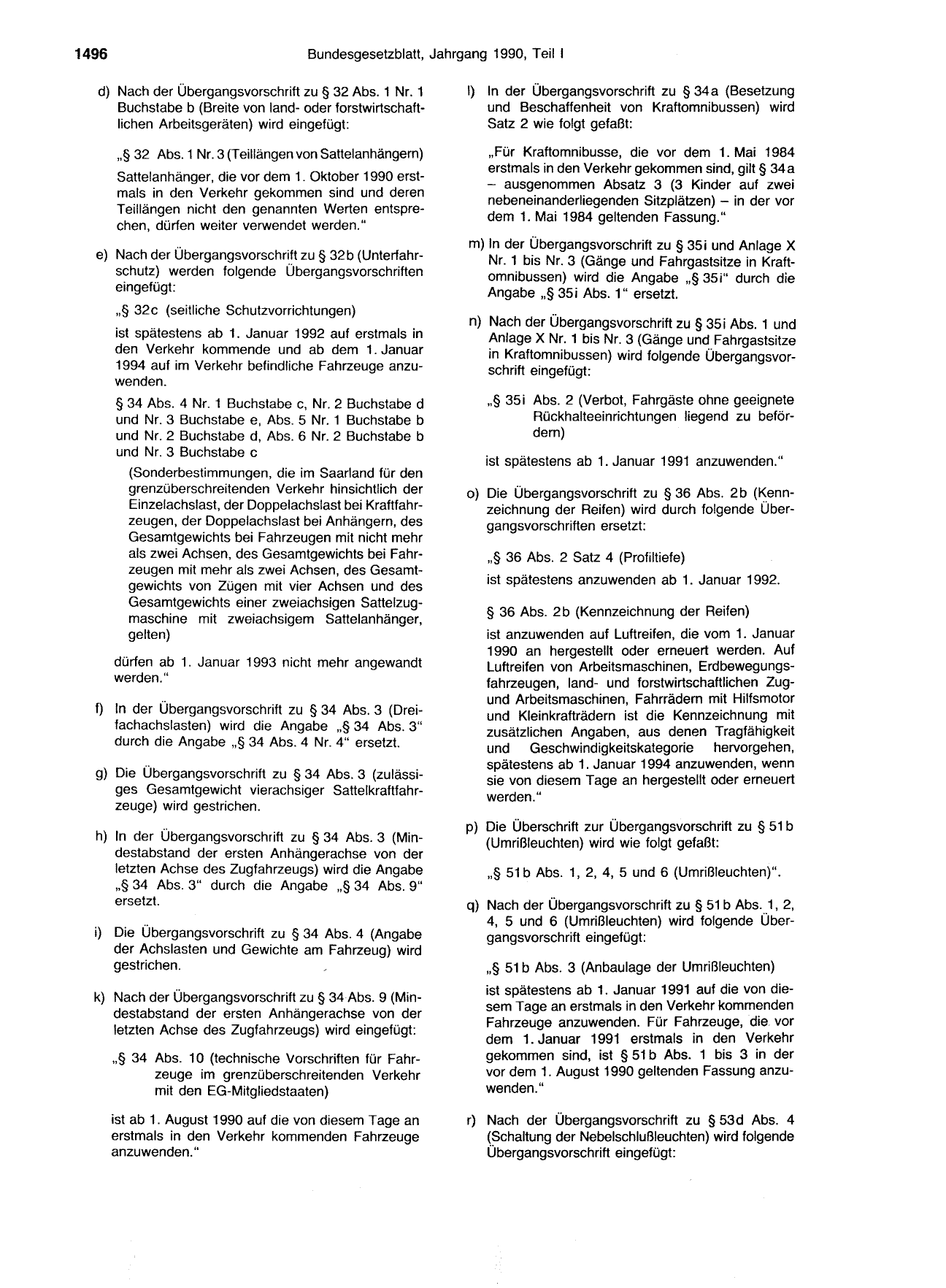 BGBl. 1990, Seite 1496 — Originalseite als Abbildung