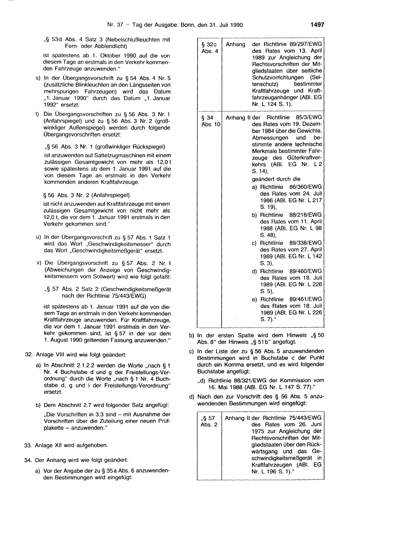 BGBl. 1990, Seite 1497 — Originalseite als Abbildung