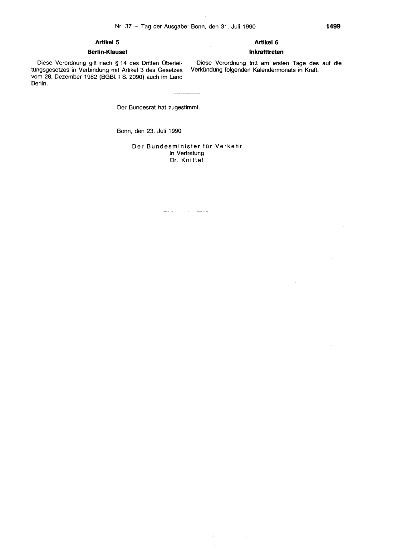BGBl. 1990, Seite 1499 — Originalseite als Abbildung