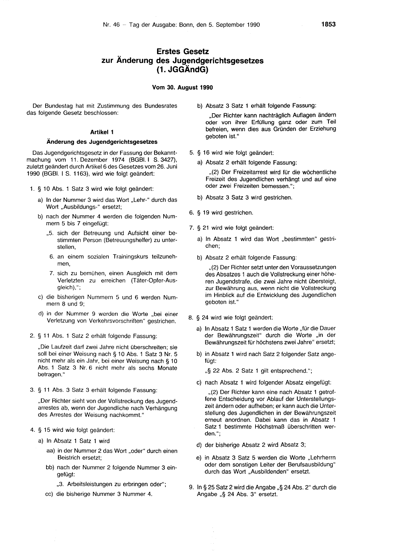 BGBl. 1990, Seite 1853 — Originalseite als Abbildung