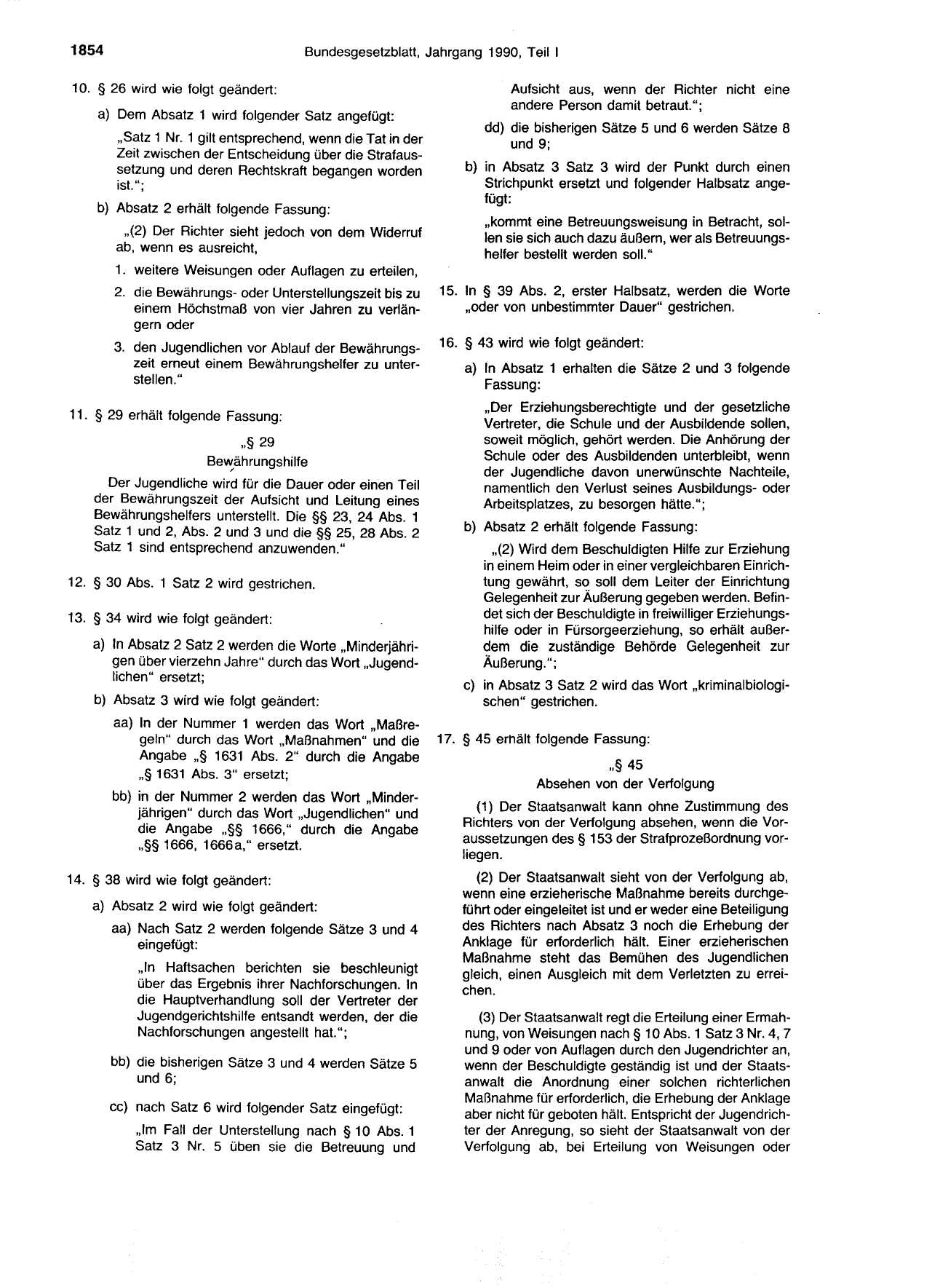BGBl. 1990, Seite 1854 — Originalseite als Abbildung