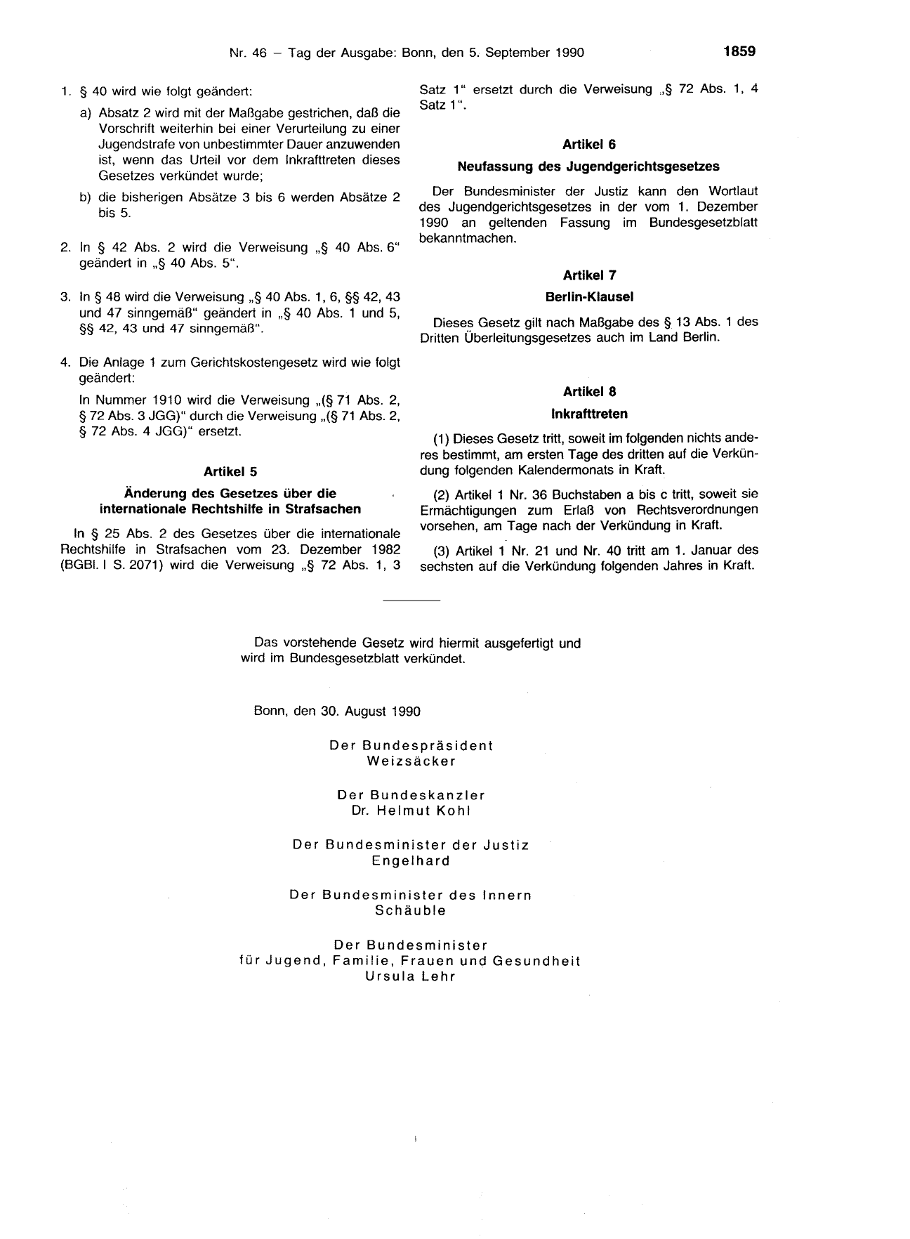 BGBl. 1990, Seite 1859 — Originalseite als Abbildung