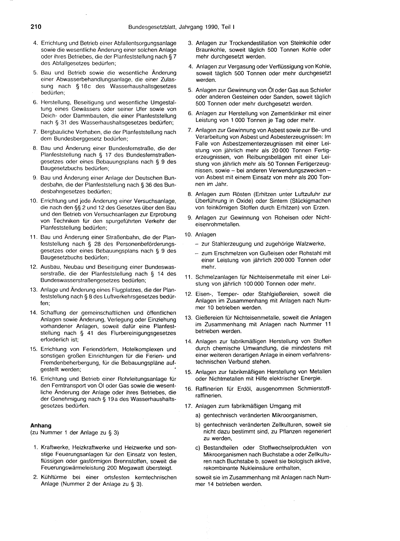 BGBl. 1990, Seite 210 — Originalseite als Abbildung