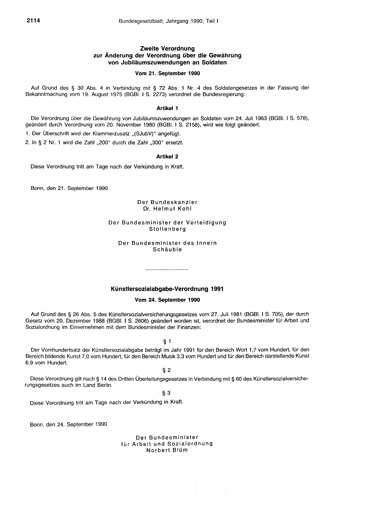 BGBl. 1990, Seite 2114 — Originalseite als Abbildung