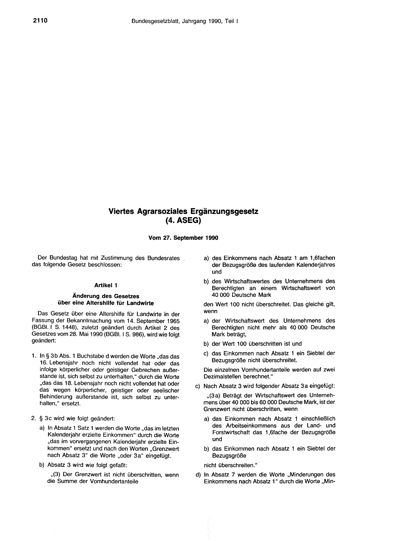 BGBl. 1990, Seite 2110 — Originalseite als Abbildung