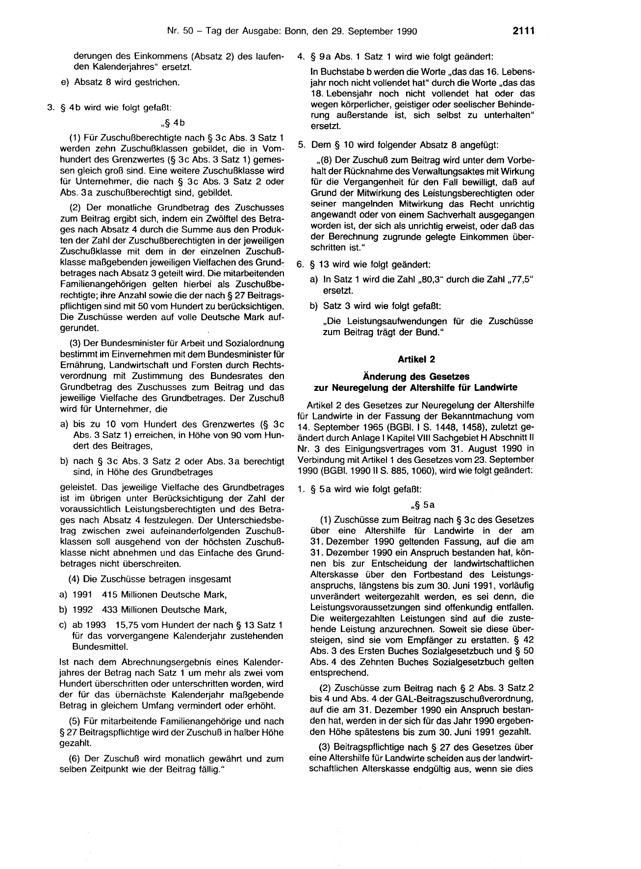 BGBl. 1990, Seite 2111 — Originalseite als Abbildung