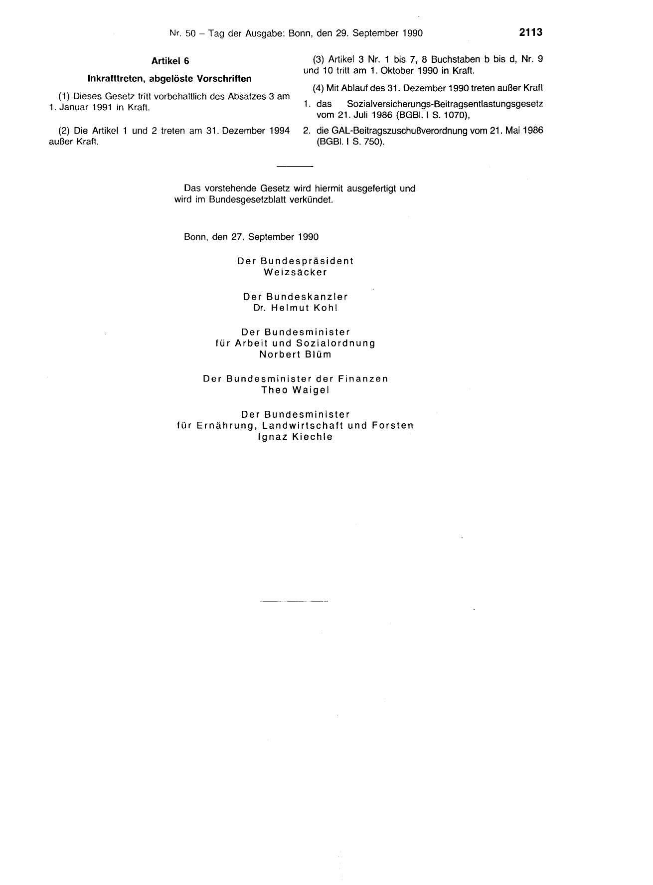 BGBl. 1990, Seite 2113 — Originalseite als Abbildung