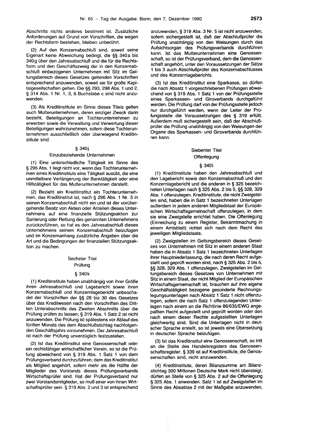 BGBl. 1990, Seite 2573 — Originalseite als Abbildung