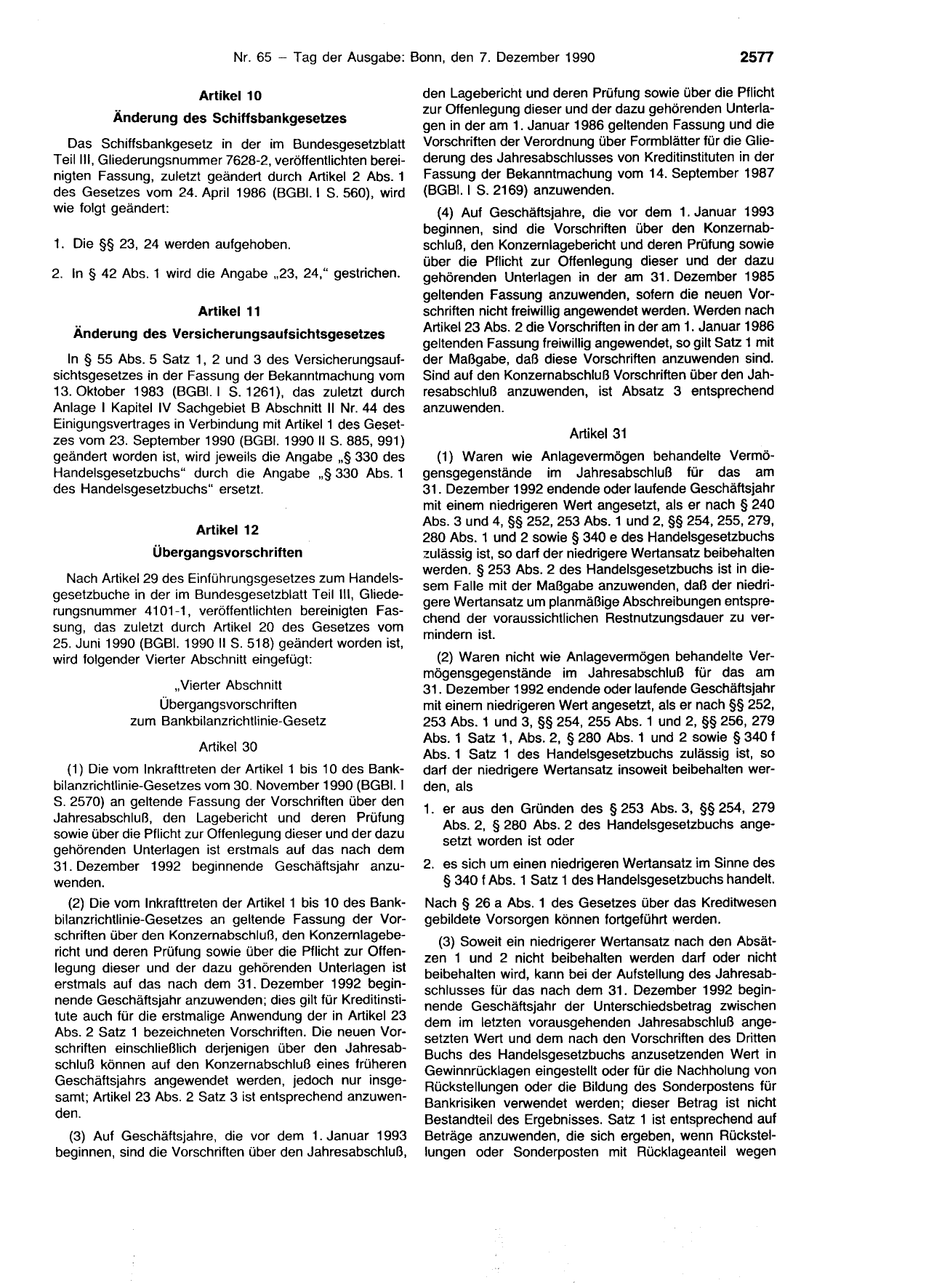BGBl. 1990, Seite 2577 — Originalseite als Abbildung