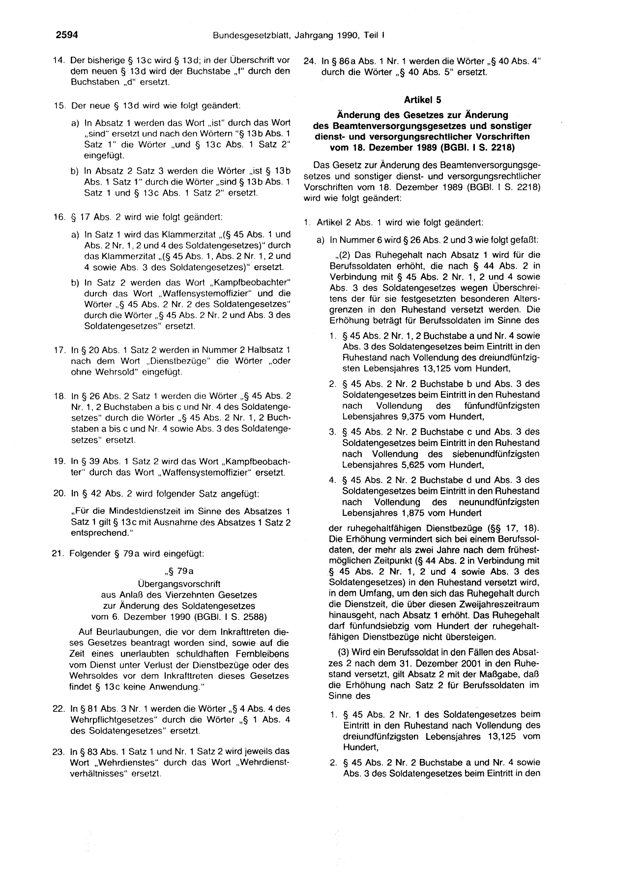 BGBl. 1990, Seite 2594 — Originalseite als Abbildung