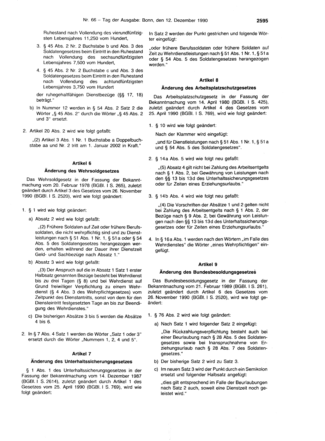 BGBl. 1990, Seite 2595 — Originalseite als Abbildung