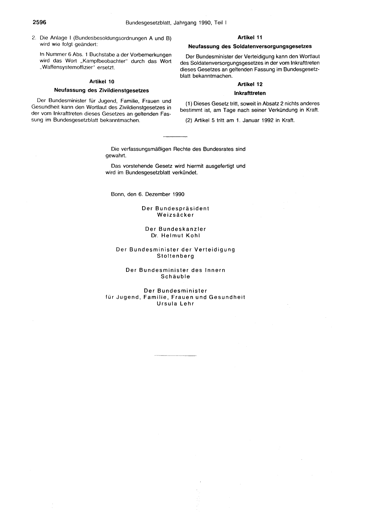 BGBl. 1990, Seite 2596 — Originalseite als Abbildung