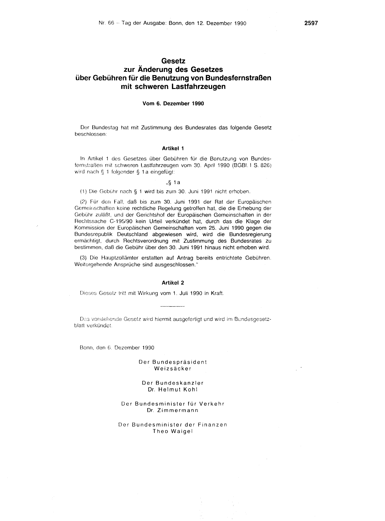 BGBl. 1990, Seite 2597 — Originalseite als Abbildung