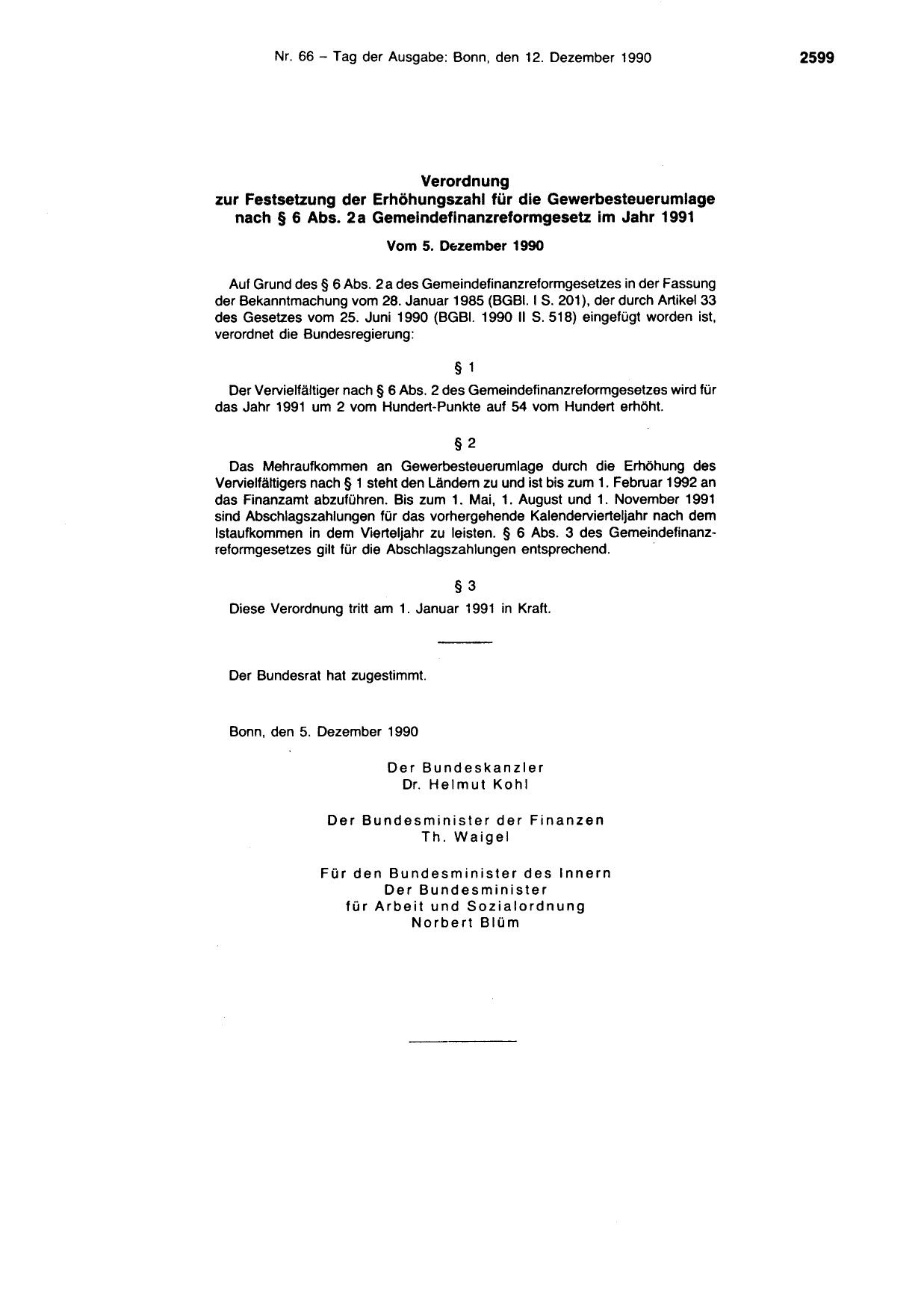 BGBl. 1990, Seite 2599 — Originalseite als Abbildung