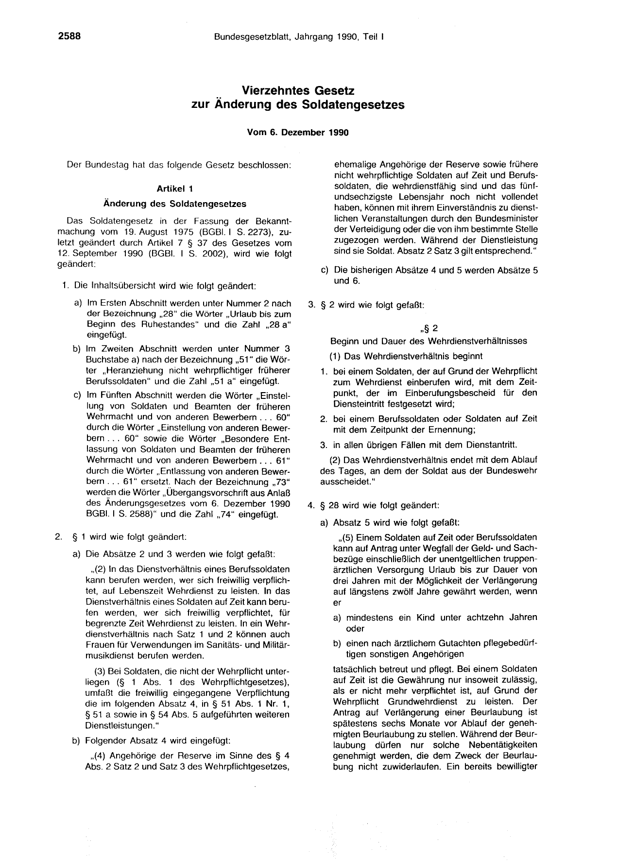 BGBl. 1990, Seite 2588 — Originalseite als Abbildung