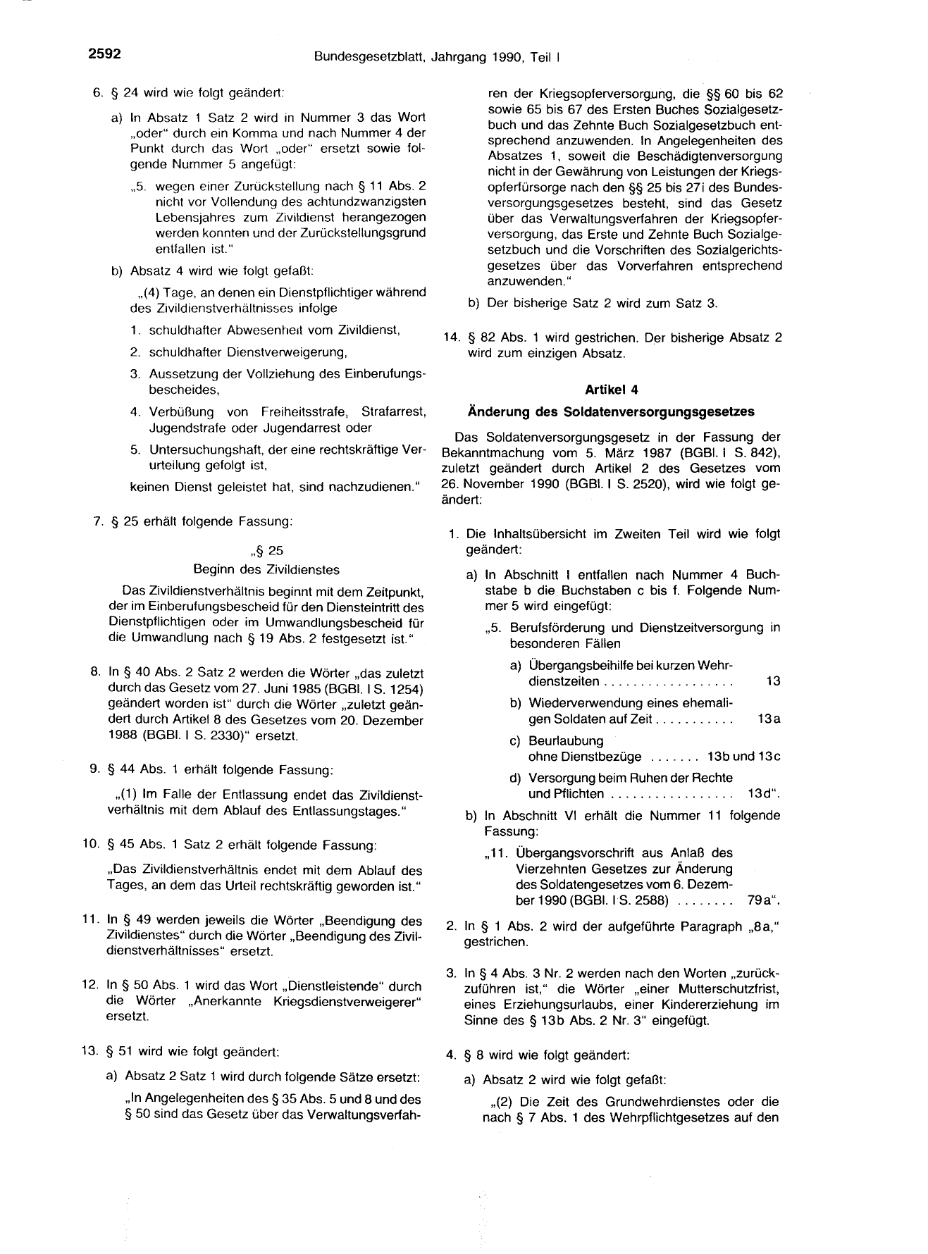 BGBl. 1990, Seite 2592 — Originalseite als Abbildung