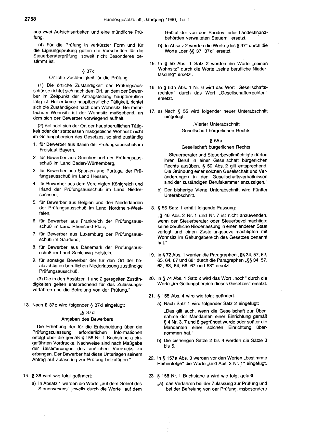 BGBl. 1990, Seite 2758 — Originalseite als Abbildung