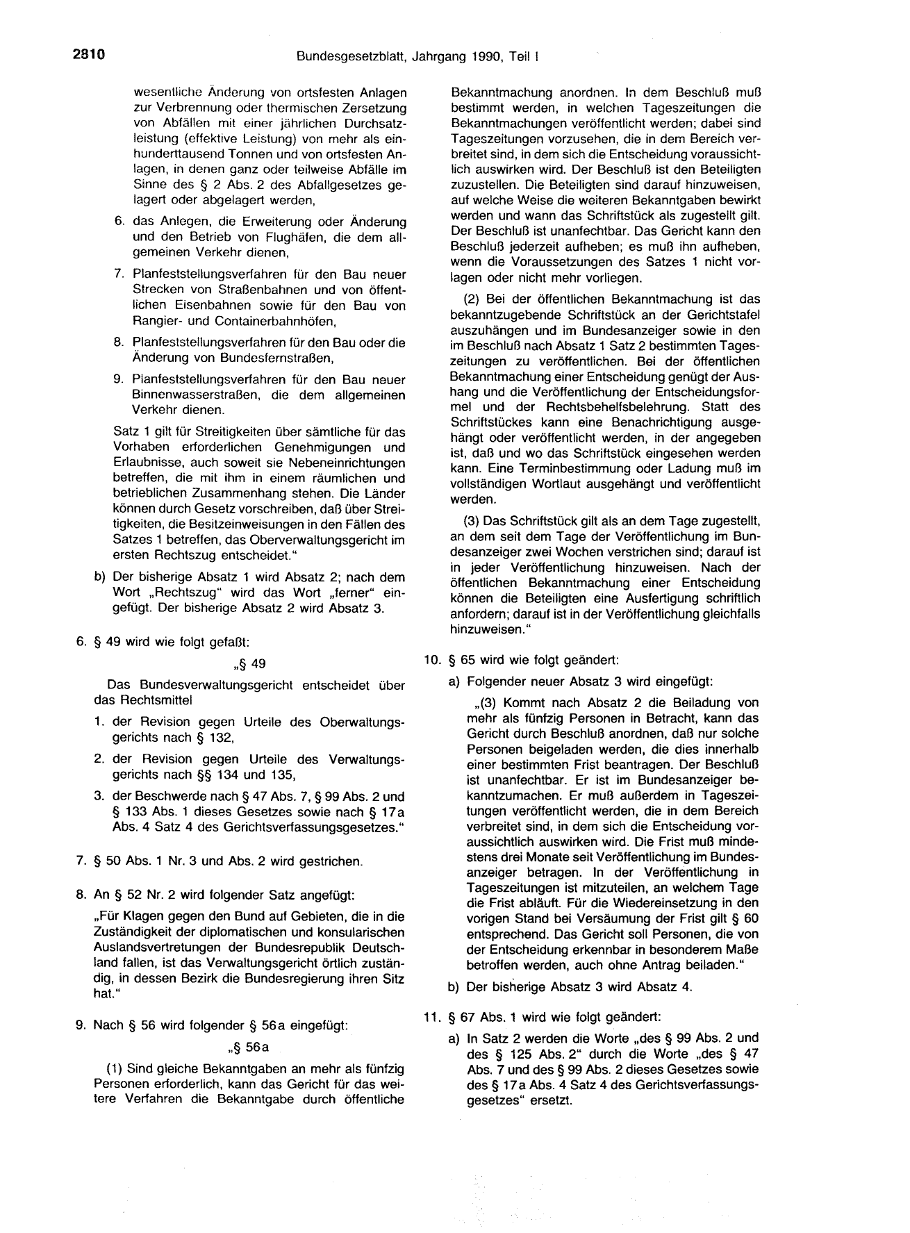 BGBl. 1990, Seite 2810 — Originalseite als Abbildung