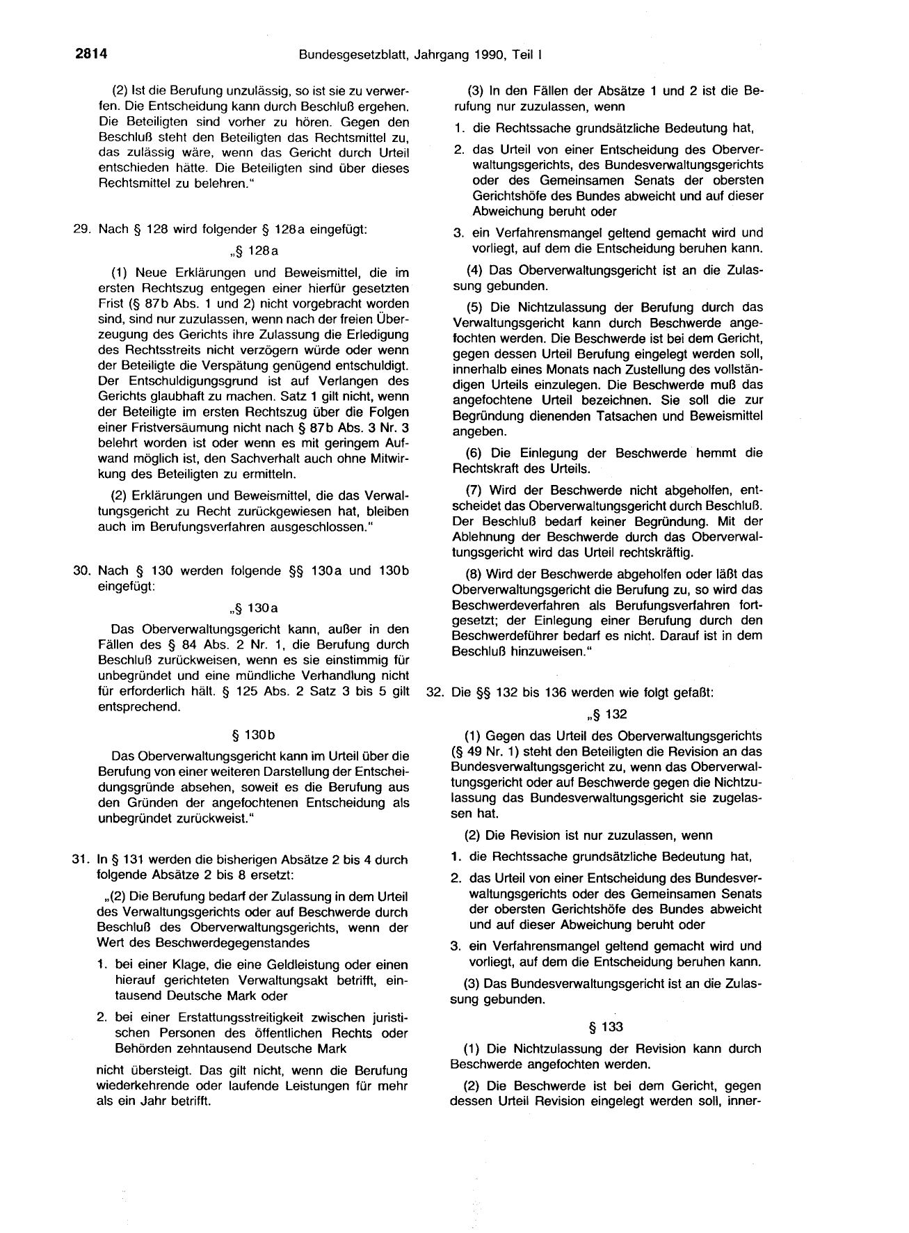 BGBl. 1990, Seite 2814 — Originalseite als Abbildung