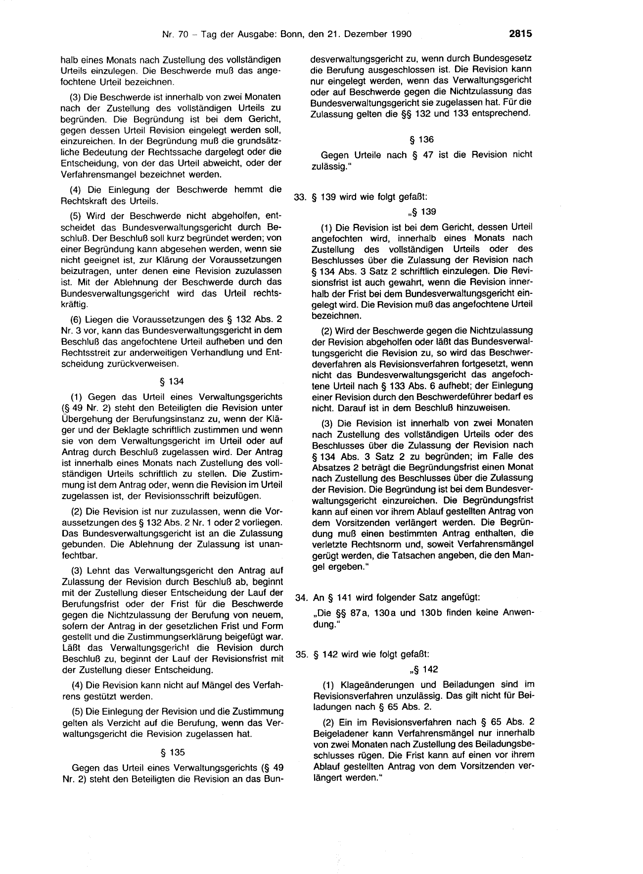 BGBl. 1990, Seite 2815 — Originalseite als Abbildung