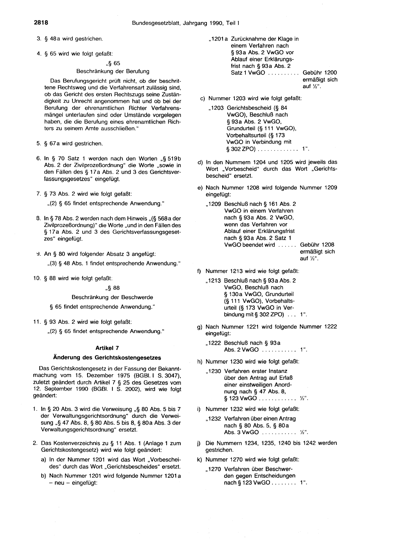 BGBl. 1990, Seite 2818 — Originalseite als Abbildung