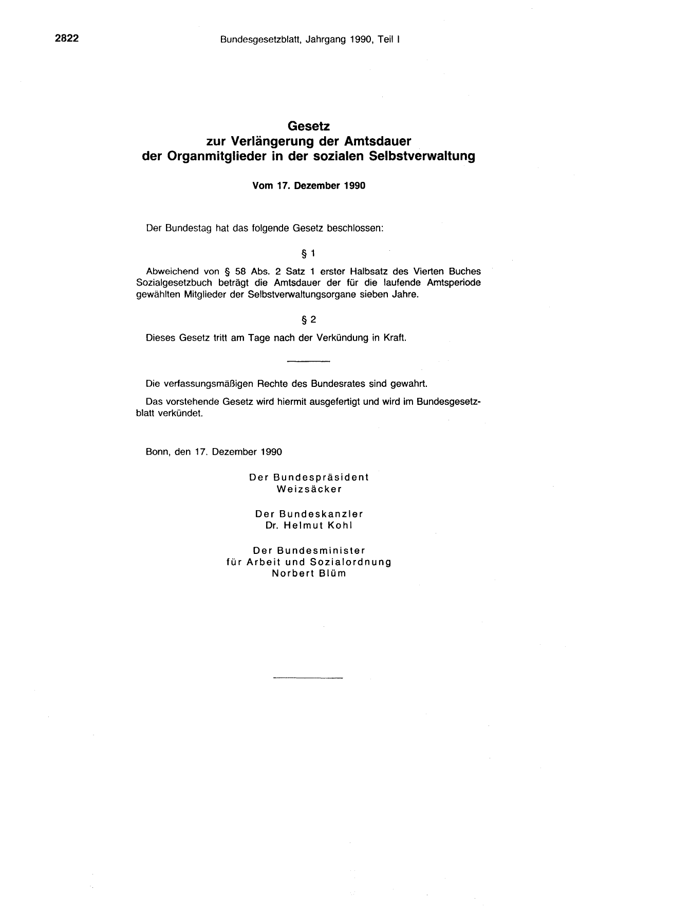 BGBl. 1990, Seite 2822 — Originalseite als Abbildung