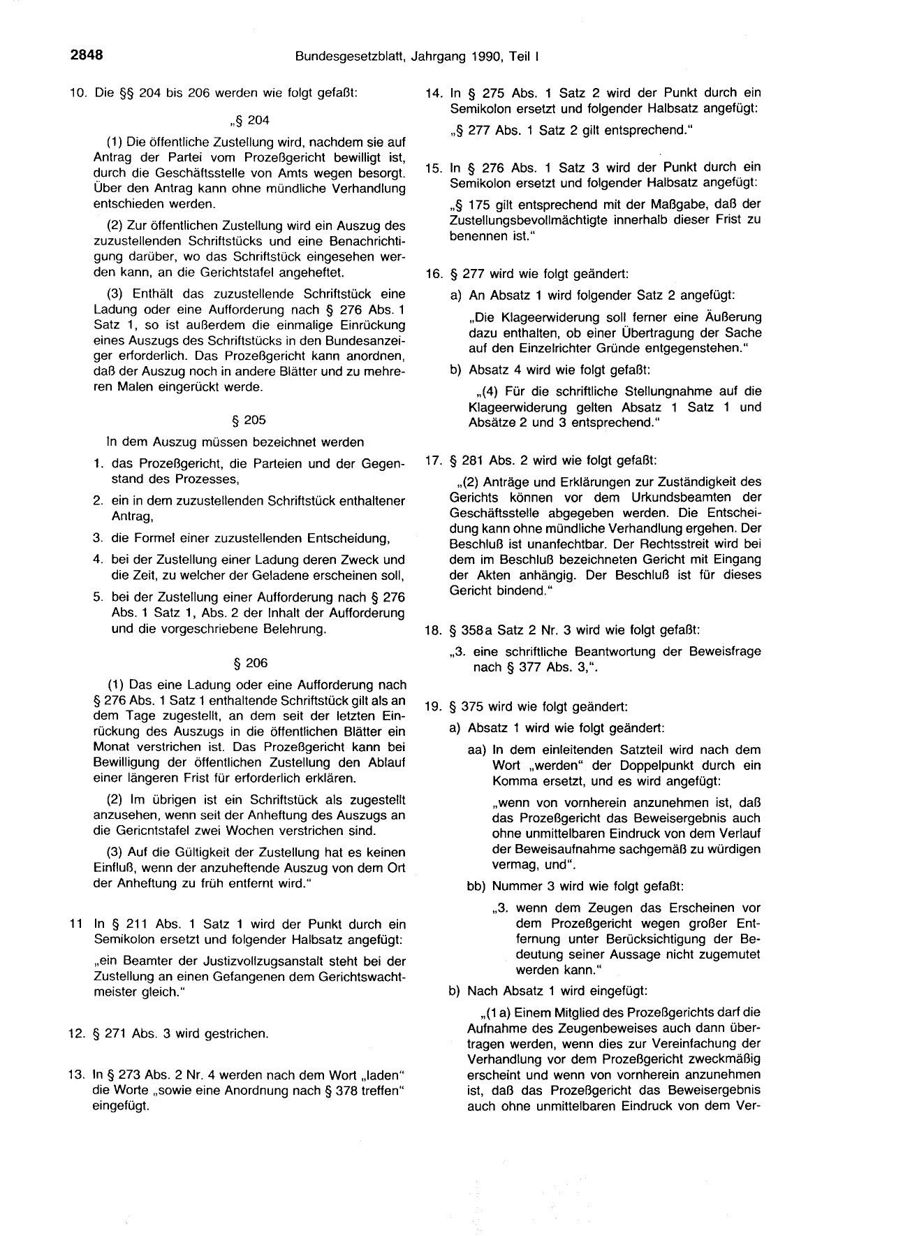 BGBl. 1990, Seite 2848 — Originalseite als Abbildung