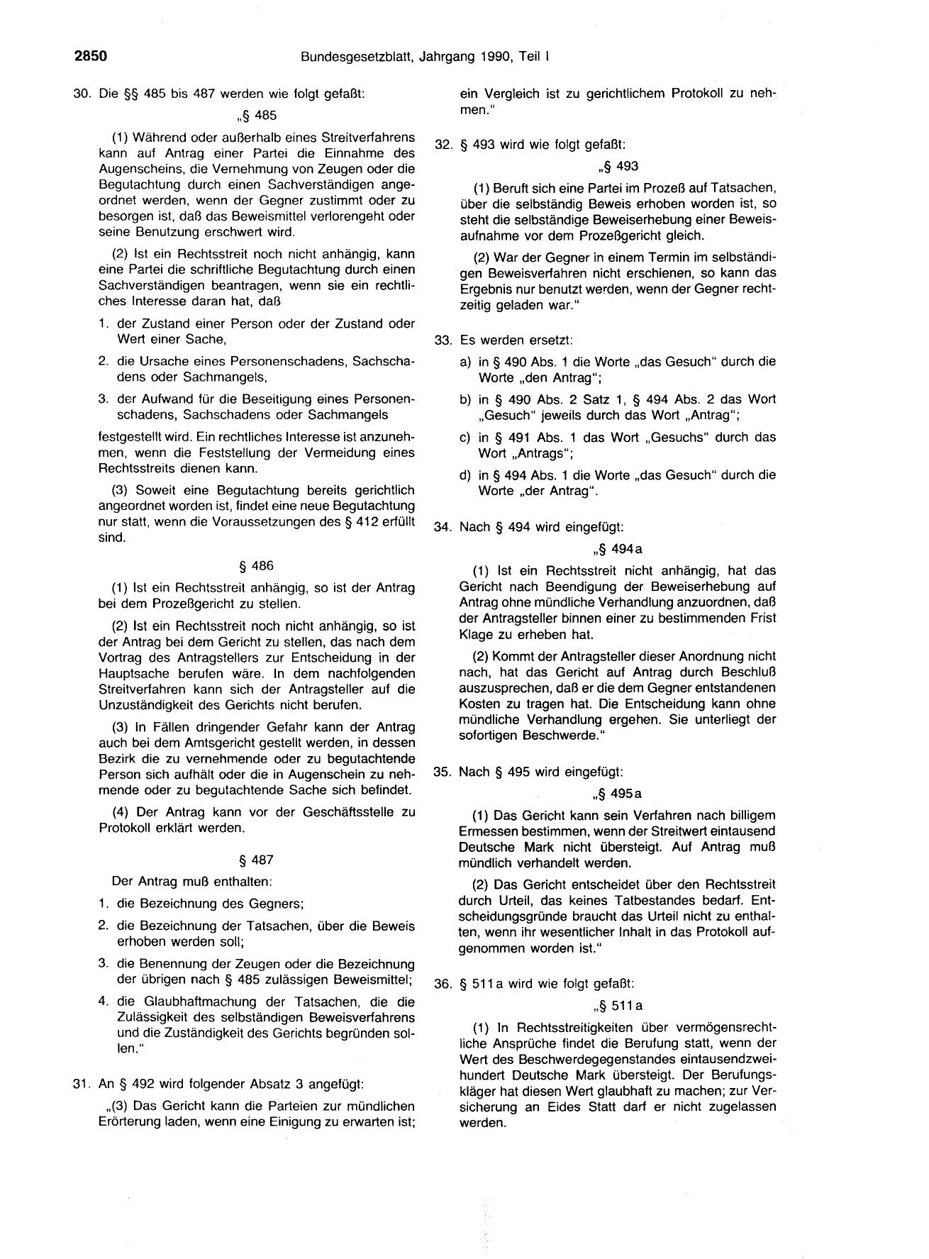 BGBl. 1990, Seite 2850 — Originalseite als Abbildung